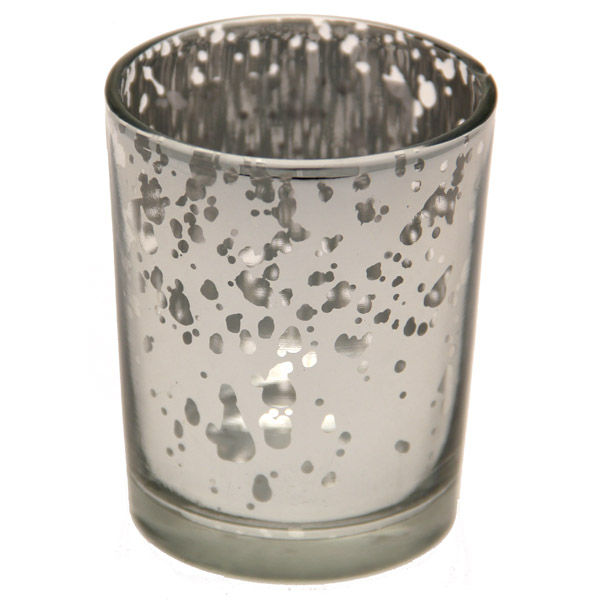 Silver Speckle Tea Light Holder