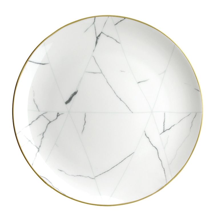 Marble Gold Rim Plate - 8 inch